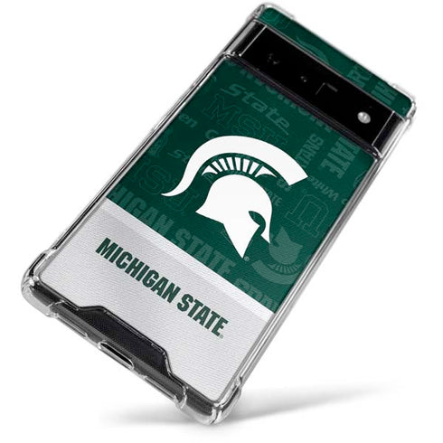 Michigan State University Jersey Split Google Pixel 6 Clear Case